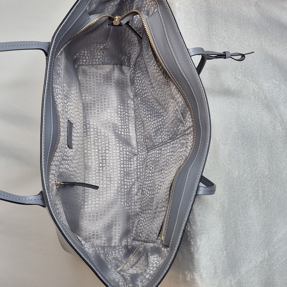 Kate Spade Grey 🩶 OVERSIZED Tote Bag Zip Closure - Picture 12 of 17